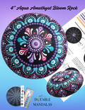Aqua Amethyst Bloom 4" Rock Dot-Painting Pattern Kit